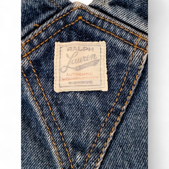 Vintage Ralph Lauren Baby Denim Bib Overalls 3–6M | Med Wash, Adj Straps & Snaps - Picture 9 of 12